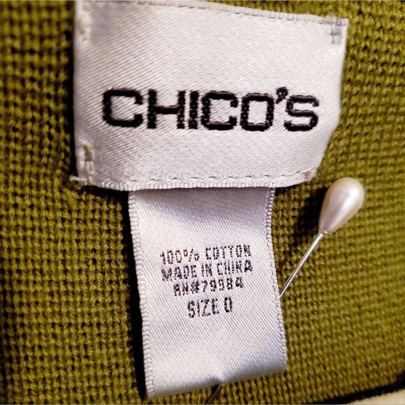 CHICO'S woman's long sleeve button up cardigan sweater Green size. 0/sm - Picture 5 of 8